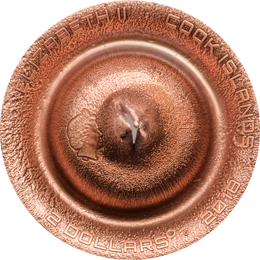 Cook Islands 2018 $2 Erfoud Meteorite Strike Copper Plated 1/2oz Silver Coloured Coin