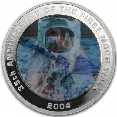 2004 $1 35th Anniversary of the First Moon Walk 1oz Silver Coloured Lenticular Coin