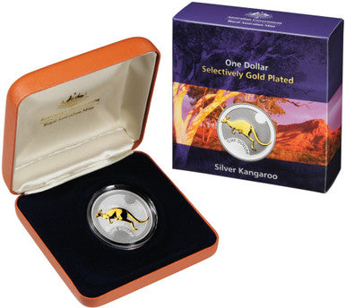 2006 $1 Australian Kangaroo Selectively Gold Plated 1oz Silver Coin