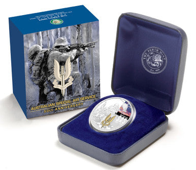 2007 $1 Australian Special Air Service 50th Anniversary 1oz Silver Coloured Proof Coin