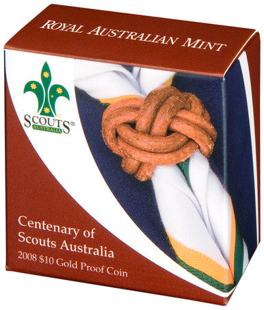 2008 $10 Centenary of Scouts Australia 1/10oz Gold Proof Coin