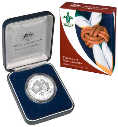 2008 $5 Centenary of Scouts Australia 1oz Silver Proof Coin
