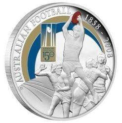 2008 $1 Australian Football 150 Years 1oz Silver Coloured Proof Coin