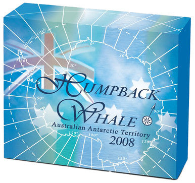 2008 $1 Australian Antarctic Territory Humpback Whale 1oz Silver Coloured Proof Coin