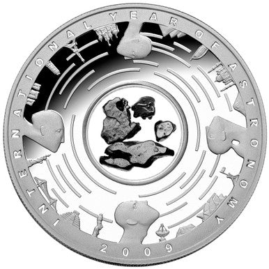 2009 $5 International Year of Astronomy Silver Meteorite Proof Coin