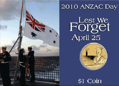 2010 $1 Lest We Forget ANZAC Day Uncirculated Coin