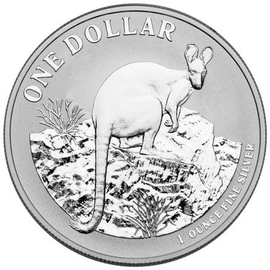 2010 $1 Kangaroo Yellow Footed Rock Wallaby 1oz Silver Uncirculated Coin