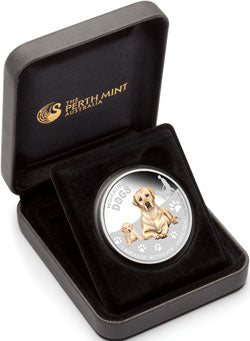 Tuvalu 2010 $1 Working Dogs Labrador Retriever Guide Dog 1oz Silver Coloured Proof Coin