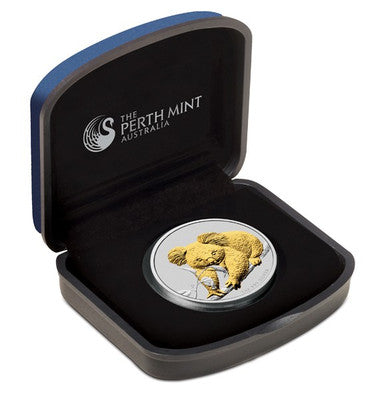 2010 $1 Australian Koala 1oz Silver Gilded Coin
