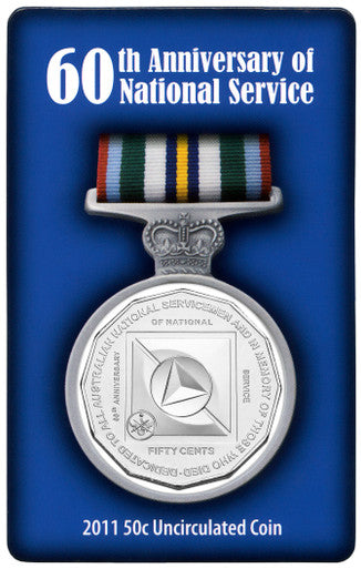 2011 50c 60th Anniversary of National Service Uncirculated Coin