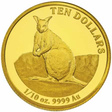 2012 $10 Kangaroo Mareeba Rock Wallaby 1/10oz Gold Proof Coin