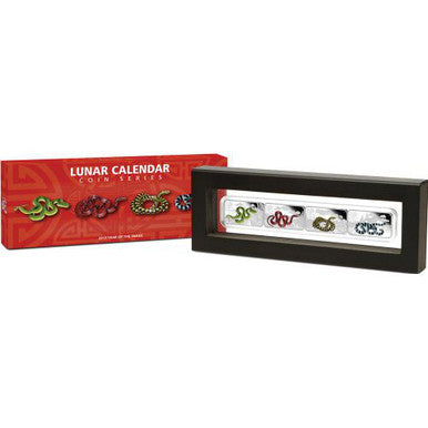 Cook Islands 2013 $1 Lunar Calendar Year of The Snake 1oz Silver Coloured Proof 4 Rectangle Coin Set