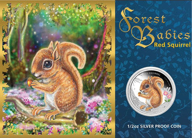 Tuvalu 2013 50c Forest Babies Red Squirrel 1/2oz Silver Coloured Proof Coin