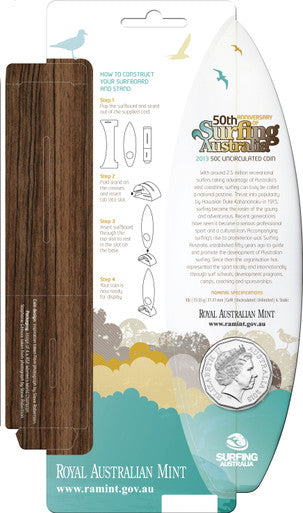 2013 50c 50th Anniversary of Surfing Australia Uncirculated Coin