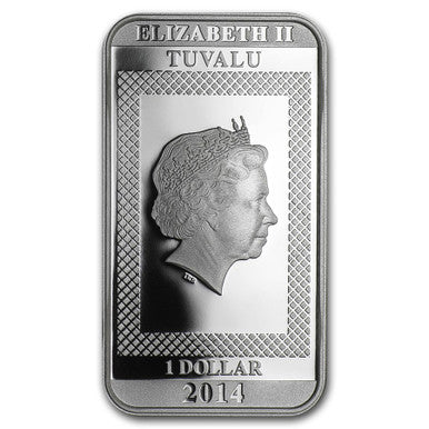Tuvalu 2014 $1 Charlie Chaplin 100 Years of Laughter 1oz Silver Lenticular Rectangle Coin
