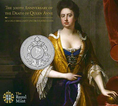 UK 2014 £5 The 300th Anniversary of The Death of Queen Anne Uncirculated Coin