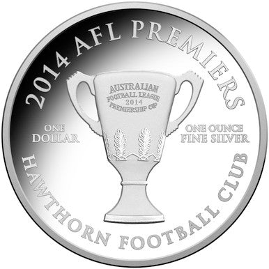 2014 $1 AFL Hawthorn Football Club Premiership 1oz Silver Proof Coin