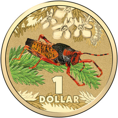 2014 $1 Bright Bug Leichhardt's Grasshopper Coloured Uncirculated Coin