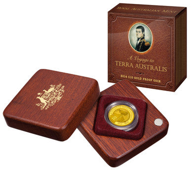 2014 $10 A Voyage To Terra Australis 1/10oz Gold Proof Coin
