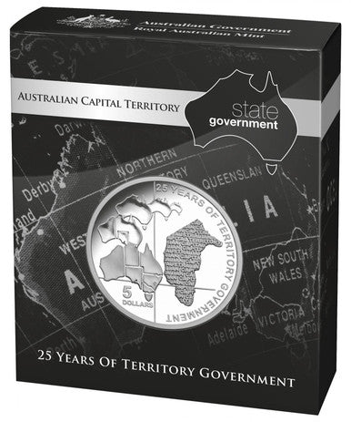 2014 $5 State Government 25 Years of Australian Capital Territory Silver Proof Coin