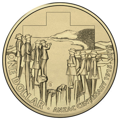 2015 $1 ANZAC Centenary 'B' Counterstamp Uncirculated Coin