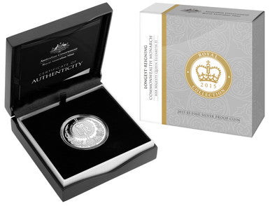 2015 $5 Royal Collection Longest Reigning Commonwealth Monarch Her Majesty Queen Elizabeth II 1oz Silver Proof Coin
