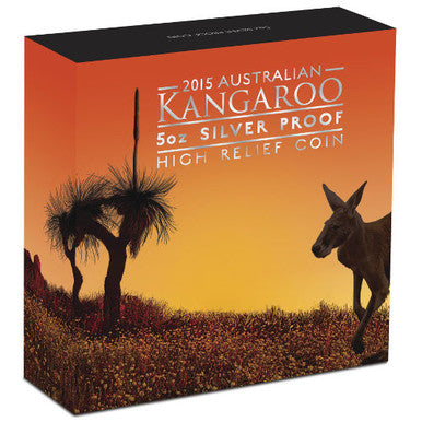 2015 $8 Australian Kangaroo 5oz Silver High Relief Proof Coin