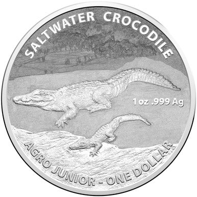 2015 $1 Australian Saltwater Crocodiles Agro Jr. 1oz Silver Uncirculated Coin
