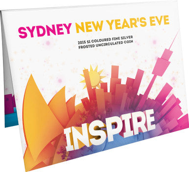 2015 $1 Sydney New Year's Eve 1/2oz Silver Coloured Frosted Uncirculated Coin