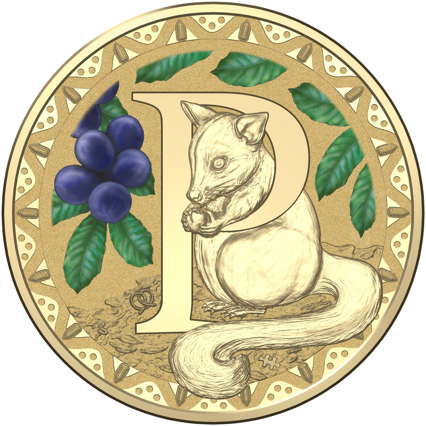 2015 $1 Alphabet Possum Coloured Uncirculated Coin