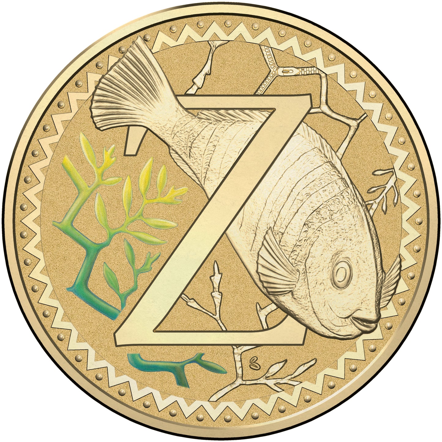 2015 $1 Alphabet Zebra Fish Coloured Uncirculated Coin