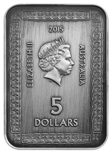 2015 $5 800th Anniversary of The Magna Carta 1oz Silver Antiqued Rectangular Coin