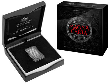 2015 $5 800th Anniversary of The Magna Carta 1oz Silver Antiqued Rectangular Coin