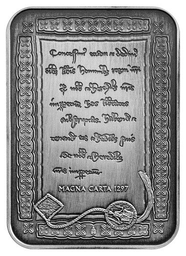 2015 $5 800th Anniversary of The Magna Carta 1oz Silver Antiqued Rectangular Coin