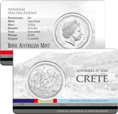 2015 50c Australia At War Crete Uncirculated Coin