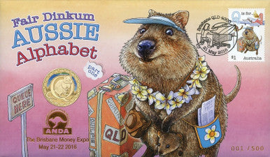 2016 $1 ANDA Brisbane Fair Dinkum Aussie Alphabet 'Q' PNC