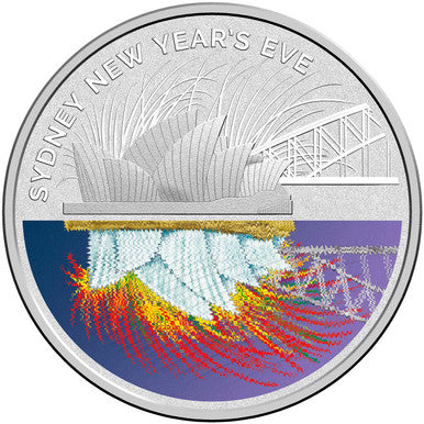 2016 $1 Sydney New Year's Eve 1/2oz Silver Coloured Frosted Uncirculated Coin