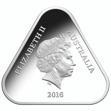2016 $5 Remember The Fallen Silver Coloured Proof Triangle Shaped Coin