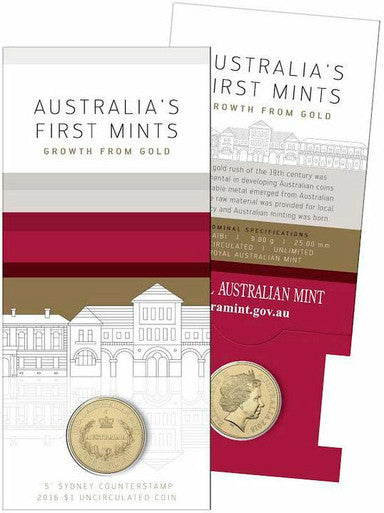 2016 $1 Australia's First Mints Growth From Gold 'S' Counterstamp Uncirculated Coin