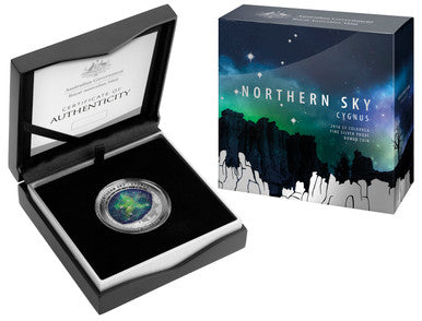 2016 $5 Northern Sky Cygnus 1oz Silver Coloured Proof Domed Coin