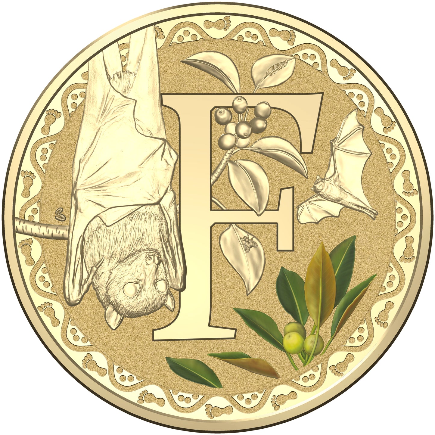 2016 $1 Alphabet Flying Fox Coloured Uncirculated Coin