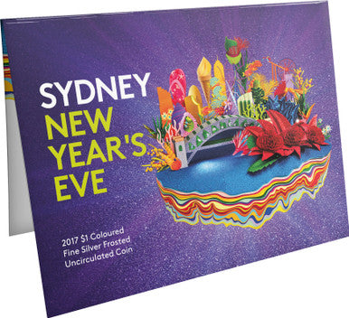 2017 $1 Sydney New Year's Eve 1/2oz Silver Coloured Frosted Uncirculated Coin