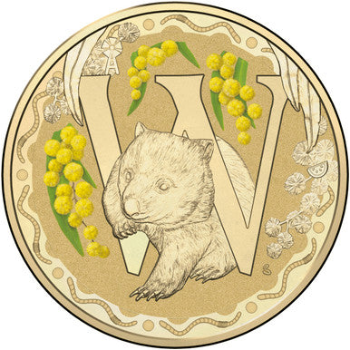 2017 $1 Alphabet Wombat Coloured Uncirculated Coin