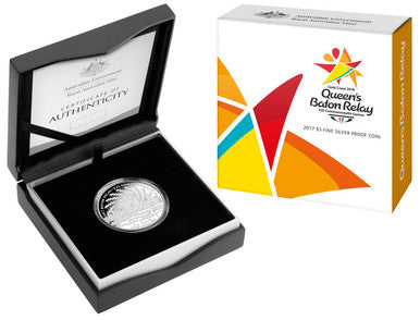 2017 $5 Gold Coast XXI Commonwealth Games Queens Baton Relay 1oz Silver Proof Coin