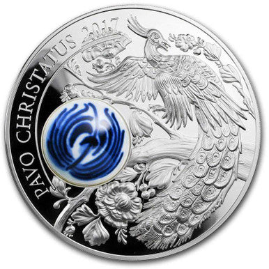 Cook Islands 2017 $10 Peacock Pavo Christatus with Royal Delft Earthenware Insert 50g Silver Proof Coin