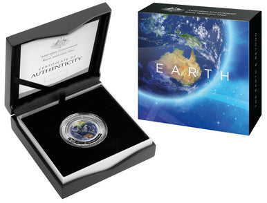 2018 $5 The Earth & Beyond The Earth 1oz Silver Coloured Proof Domed Coin