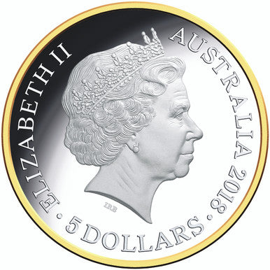 2018 $5 Gold Coast XXI Commonwealth Games Selectively Gold Plated 1oz Silver Proof Coin