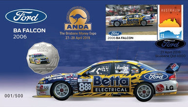 2018 50c ANDA Brisbane Ford Motorsport Legends 2006 BA Falcon PNC