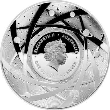 2019 $5 The Earth & Beyond The Sun 1oz Silver Coloured Proof Domed Coin