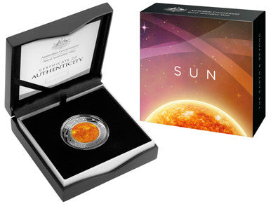 2019 $5 The Earth & Beyond The Sun 1oz Silver Coloured Proof Domed Coin